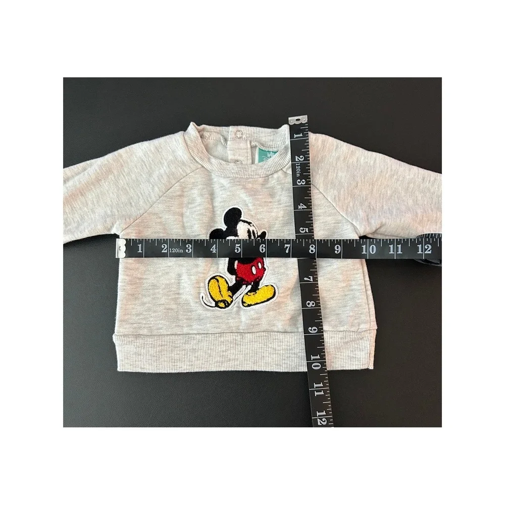 Disney Baby Mickey Mouse Gray Raglan Sweatshirt 3-6 Months Fleece Pullover 1349